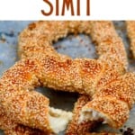 Simit bread with a piece bitten off