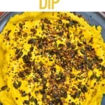 Yellow split pea dip topped with seed mix