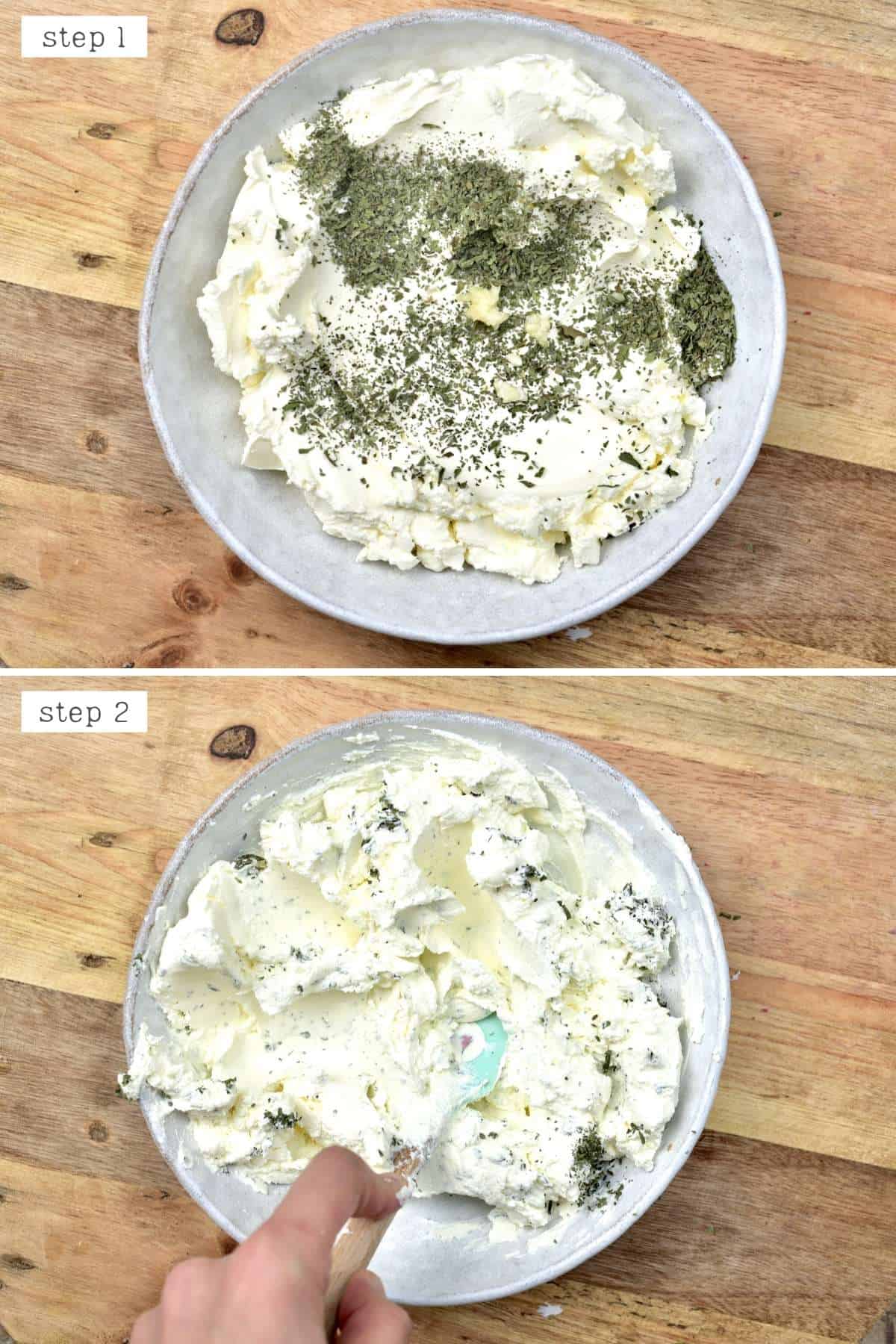 Steps for making a labneh dip
