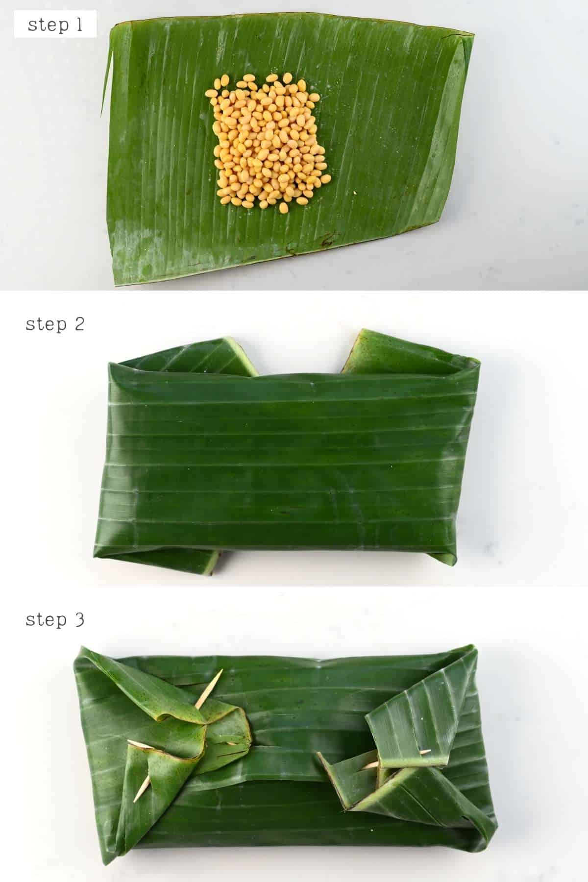 Steps for making tempeh parcels