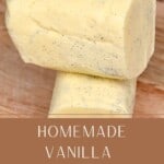 Two halves of a stick of homemade vanilla butter
