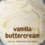Vanilla buttercream in a mixing bowl