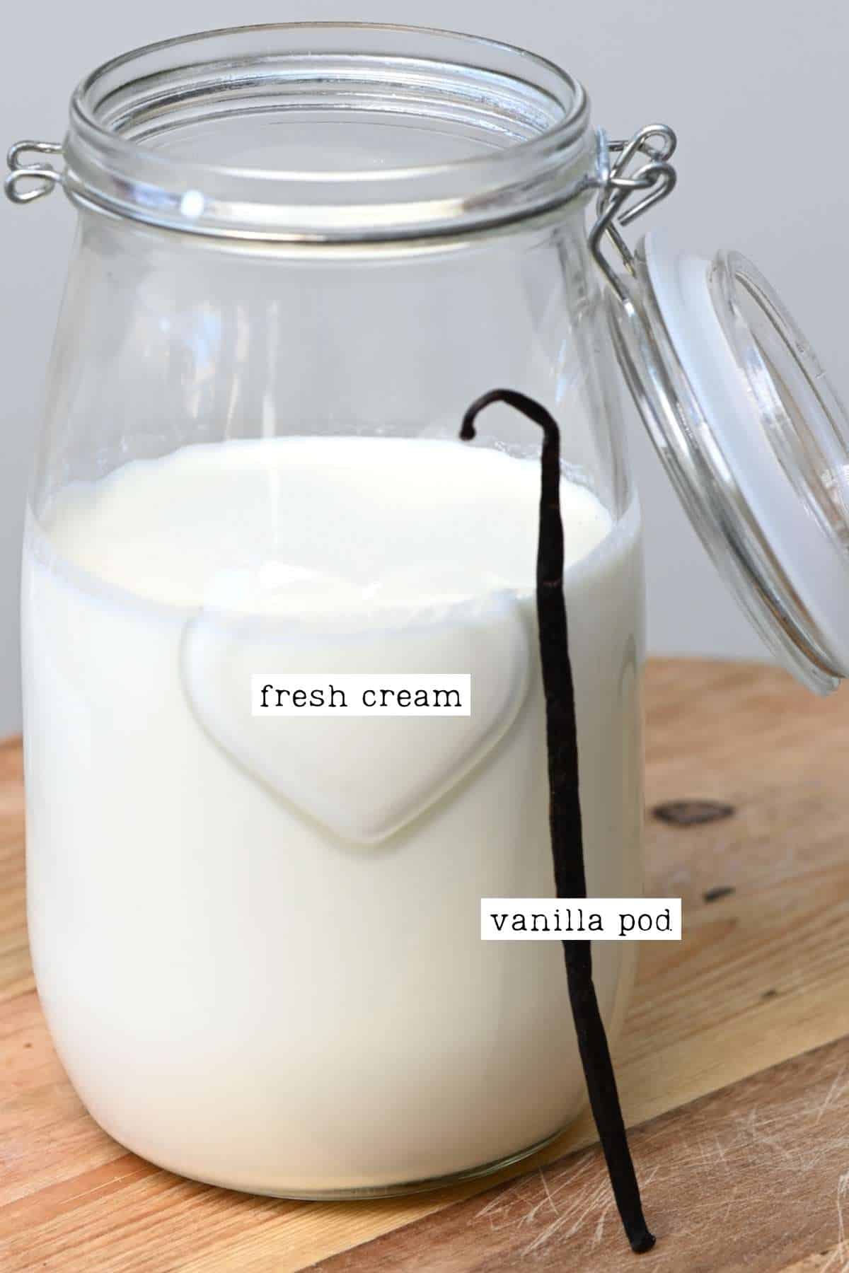 Fresh cream and vanilla pod