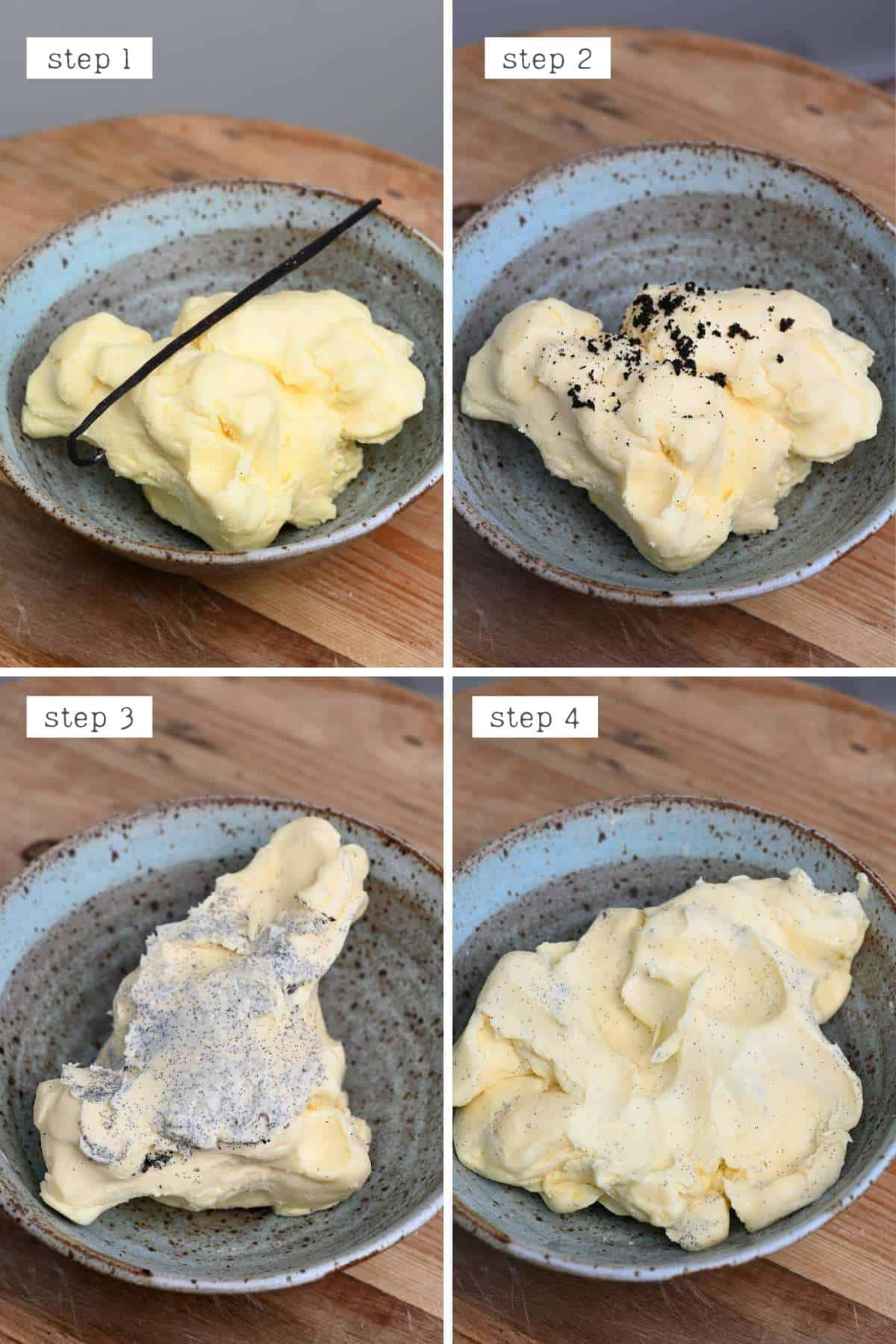 Steps for making vanilla butter