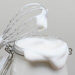 A close up of whisked aquafaba