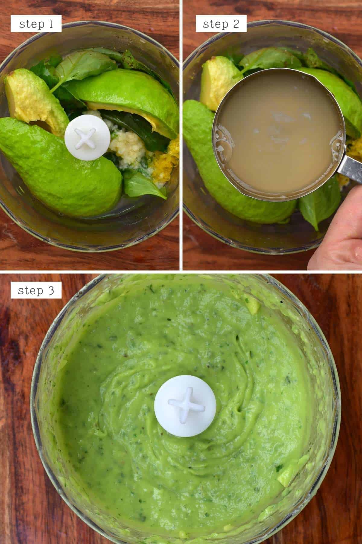 Steps for making avocado pasta sauce (aka green pasta sauce)