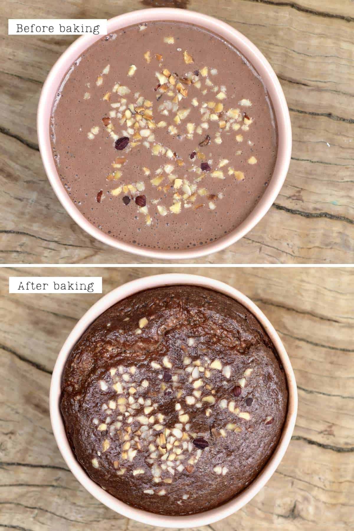 Before and after baking chocolate oats