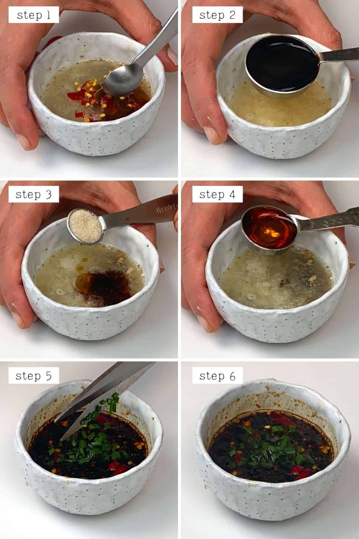 Steps for making dumpling dipping sauce