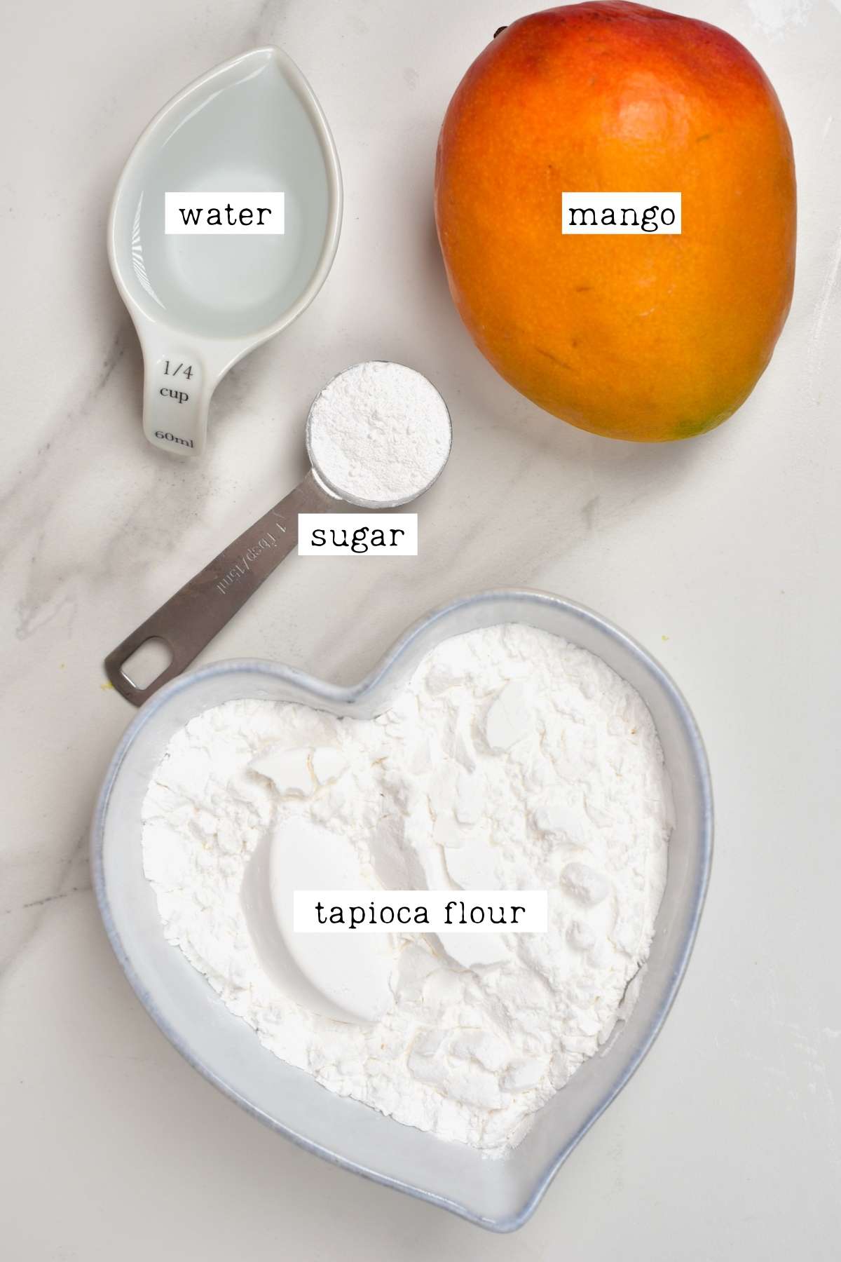 Ingredients for mango boba