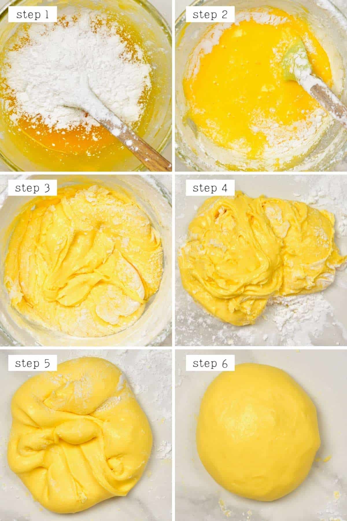 Steps for making mango boba dough