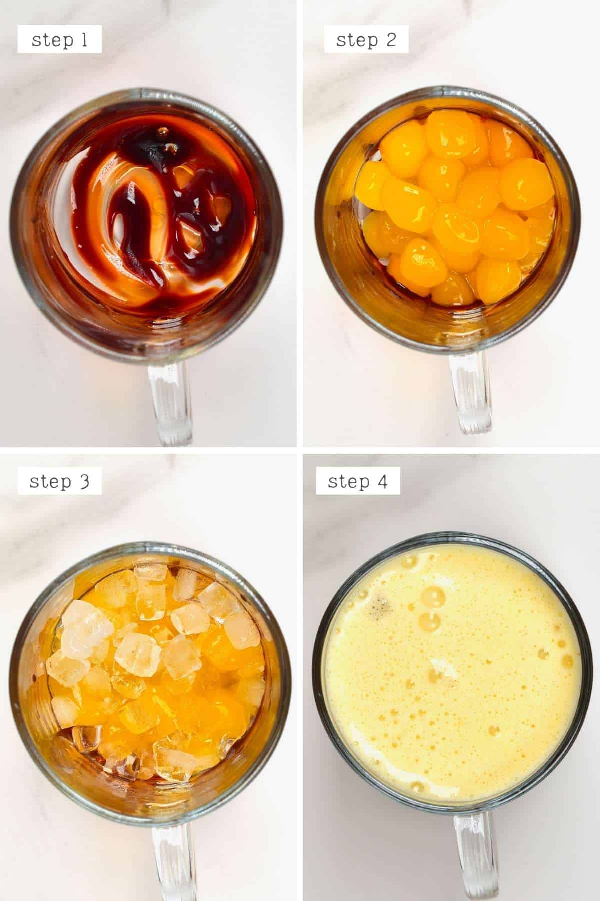 Steps for making mango boba drink
