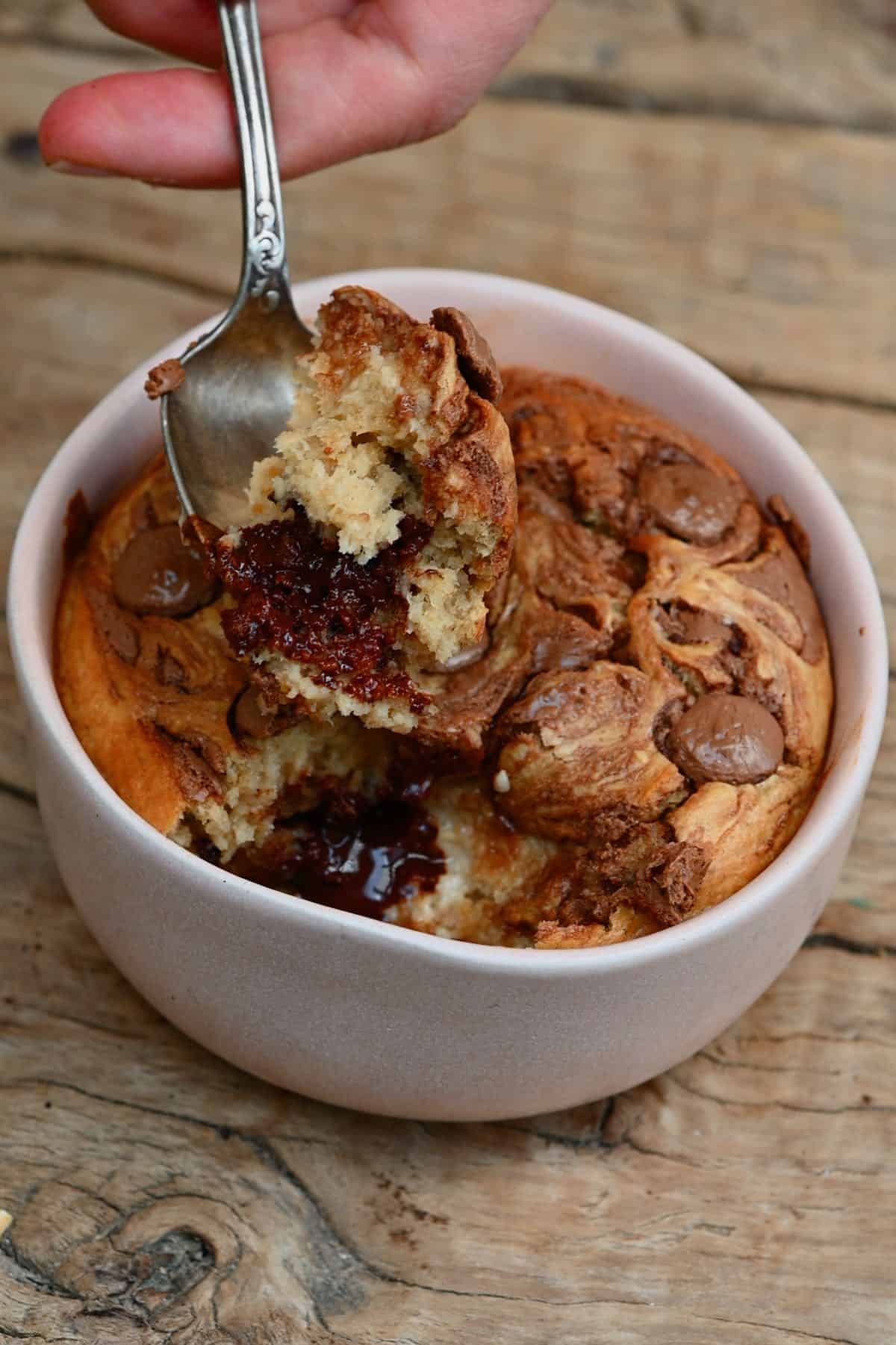 A spoonful of peanut baked oats
