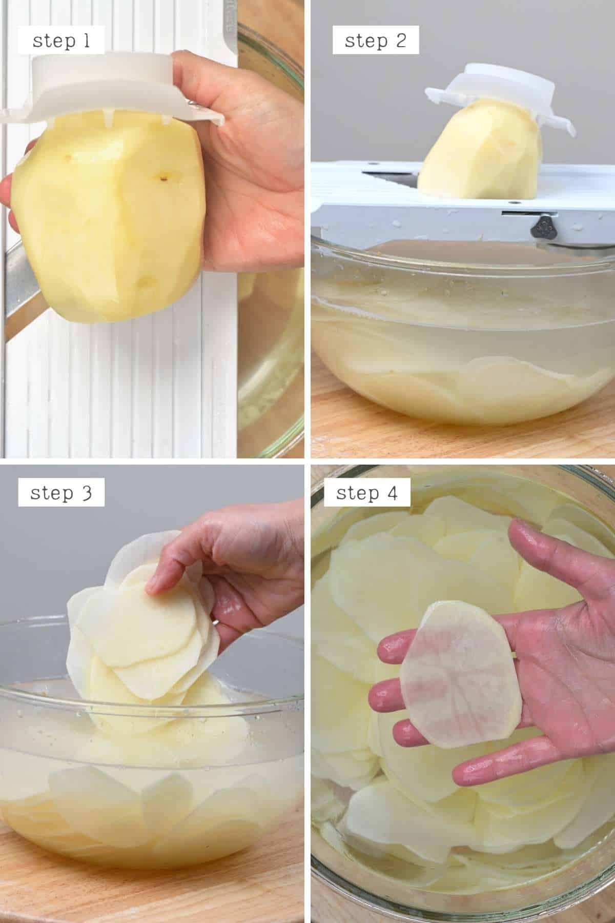 Steps for slicing potatoes