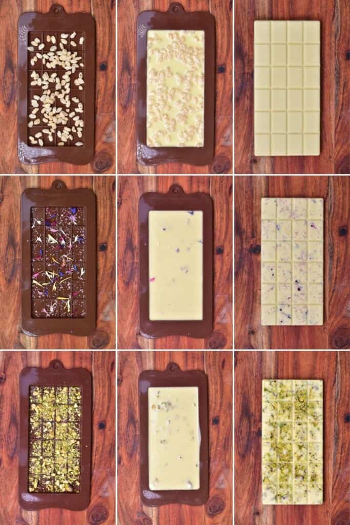 White chocolate with different toppings