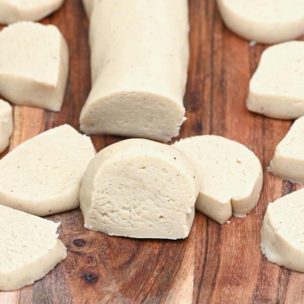 Almond paste cut into slices