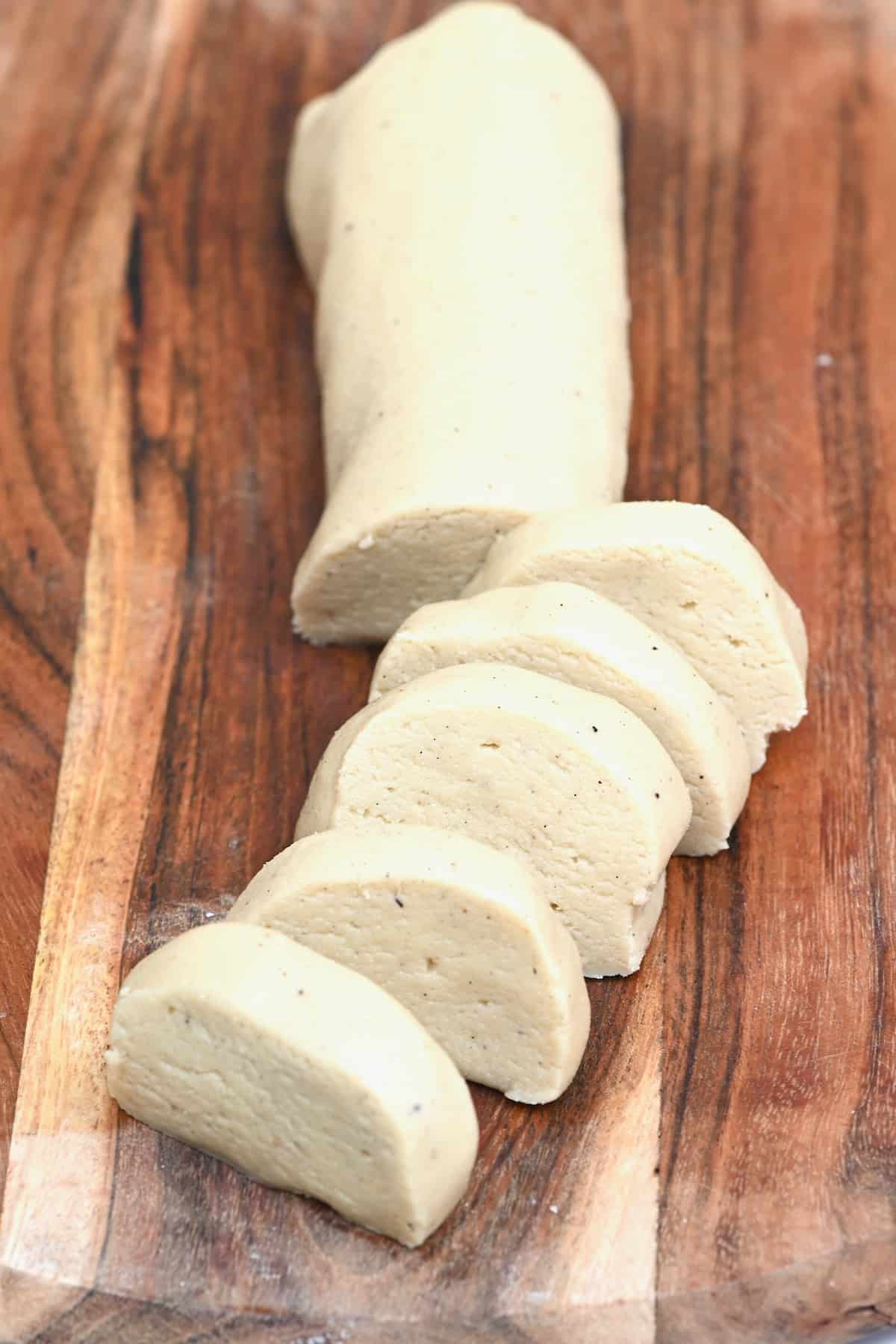 Cut almond paste log