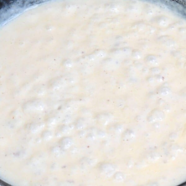 Bechamel sauce in a pan