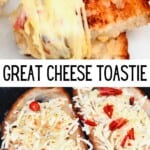 Cheese toastie with cheese and dried chili