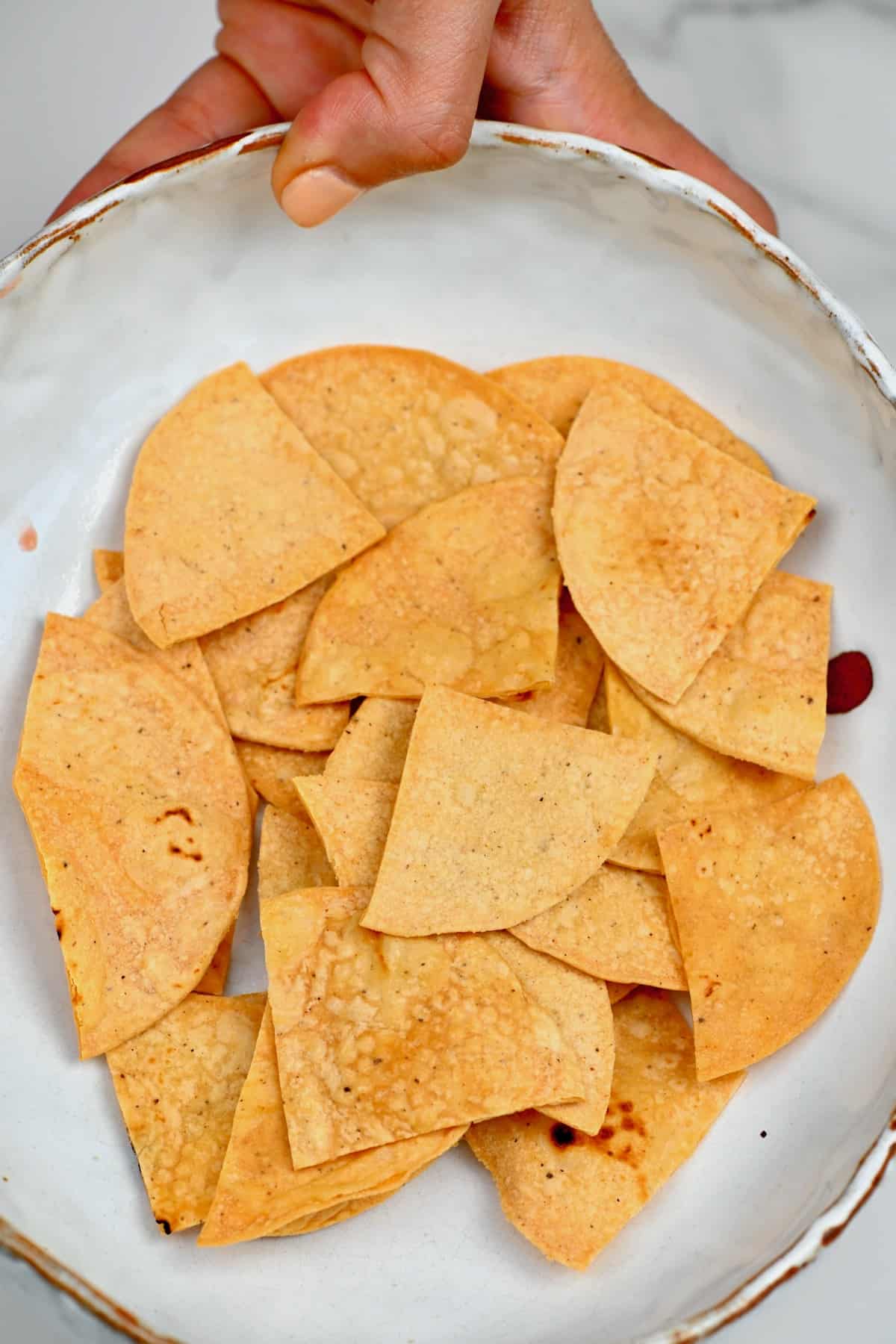 Corn tortilla chips in a bowl