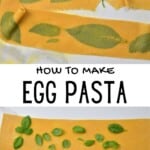 Laminating basil into egg pasta