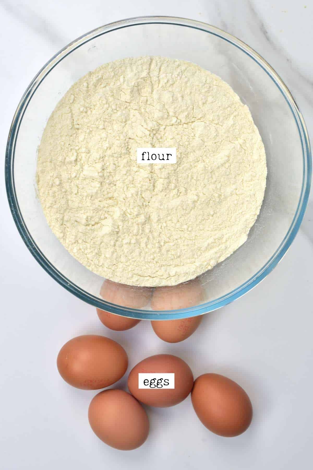 Ingredients for egg pasta