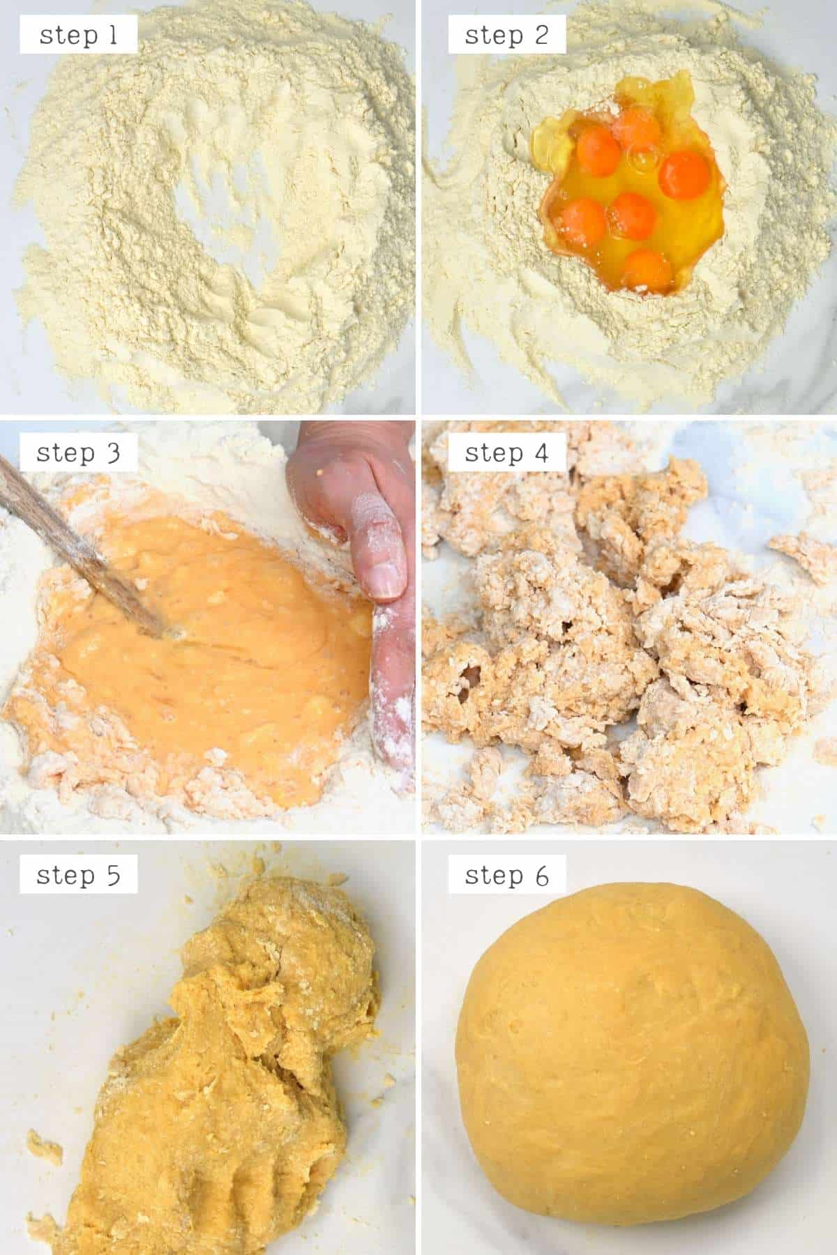 Steps for making pasta dough