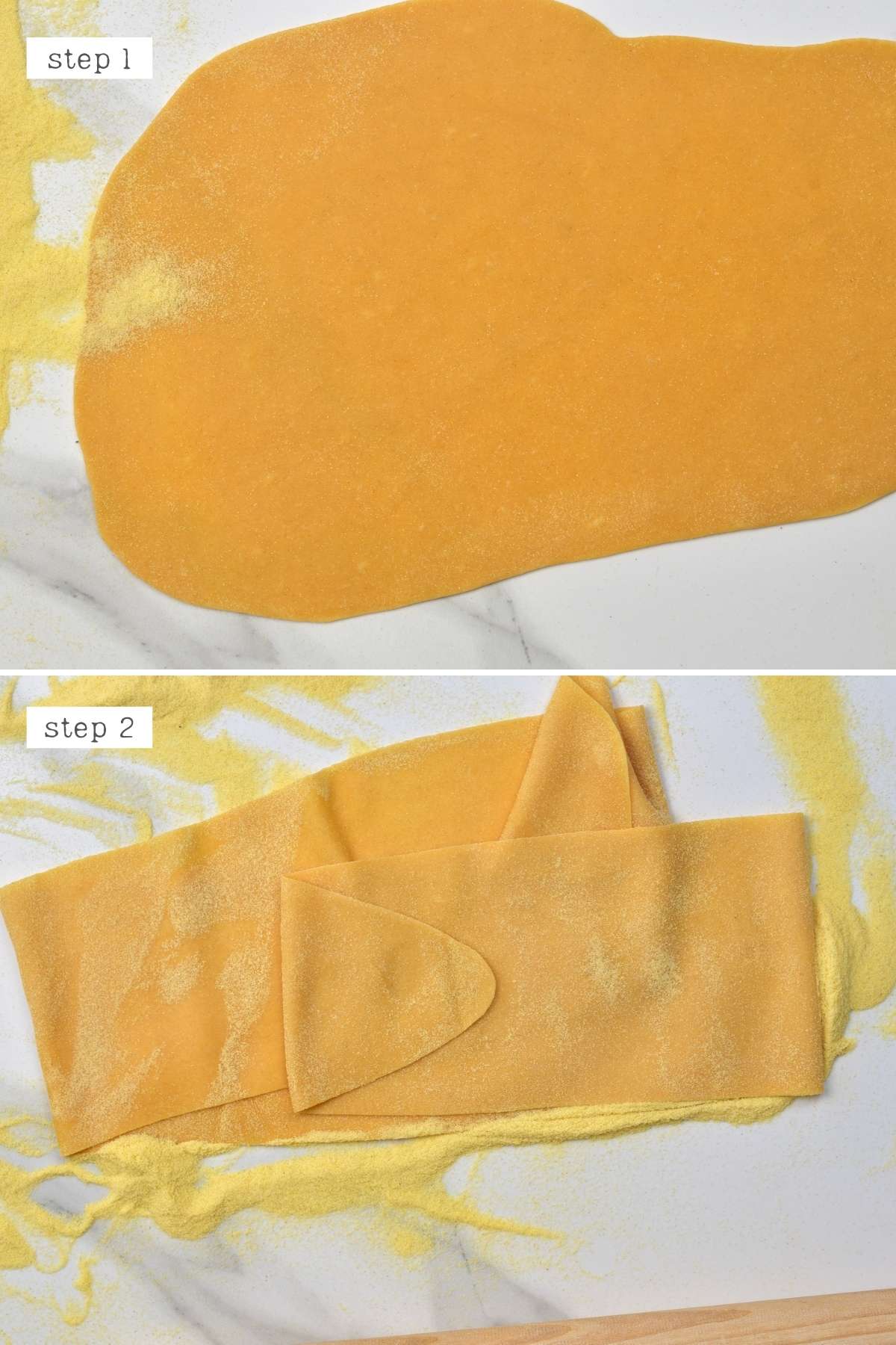 Steps for making thin sheets of pasta