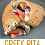 Greek pita wrap in a plate