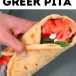 Greek pita wrap with tomato and mint