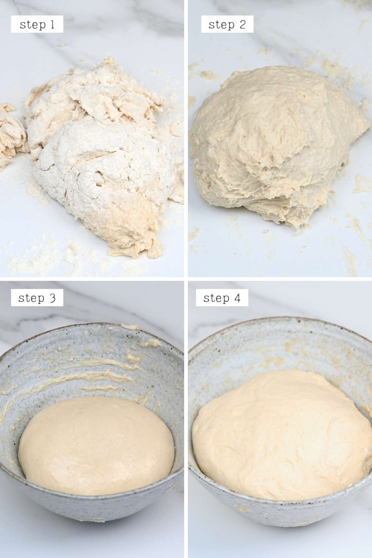 Steps for kneading pita dough