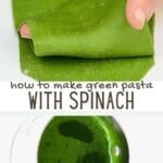 Green spinach pasta and spinach juice