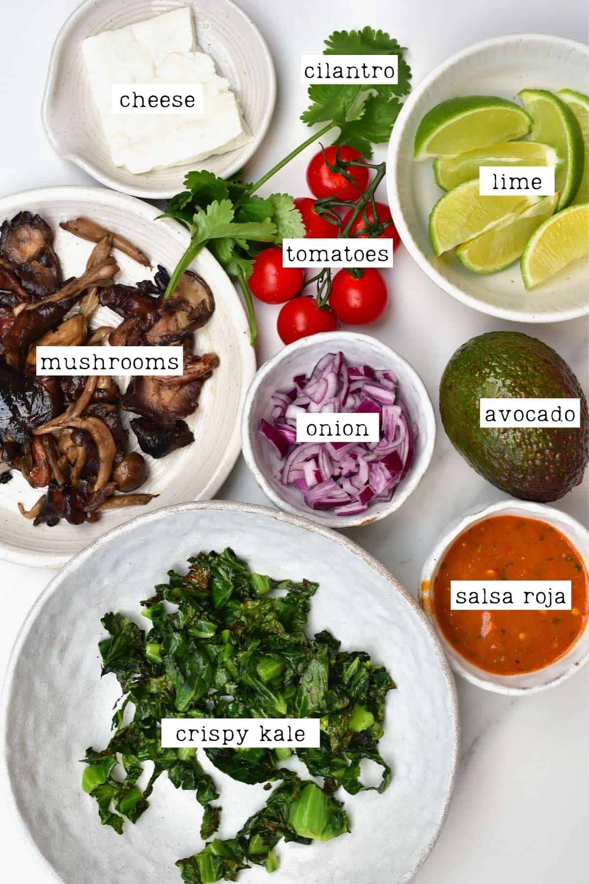 Ingredients for mushroom tacos