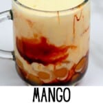 Mango bubble tea in a glass