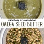 Omega seed butter and seeds in blenders
