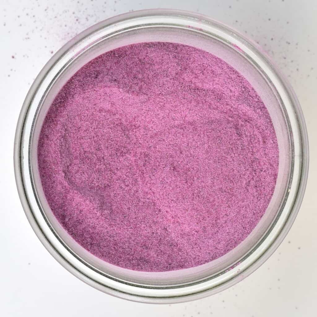 Purple potato powder in a little bowl