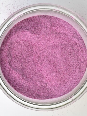 Purple potato powder in a little bowl