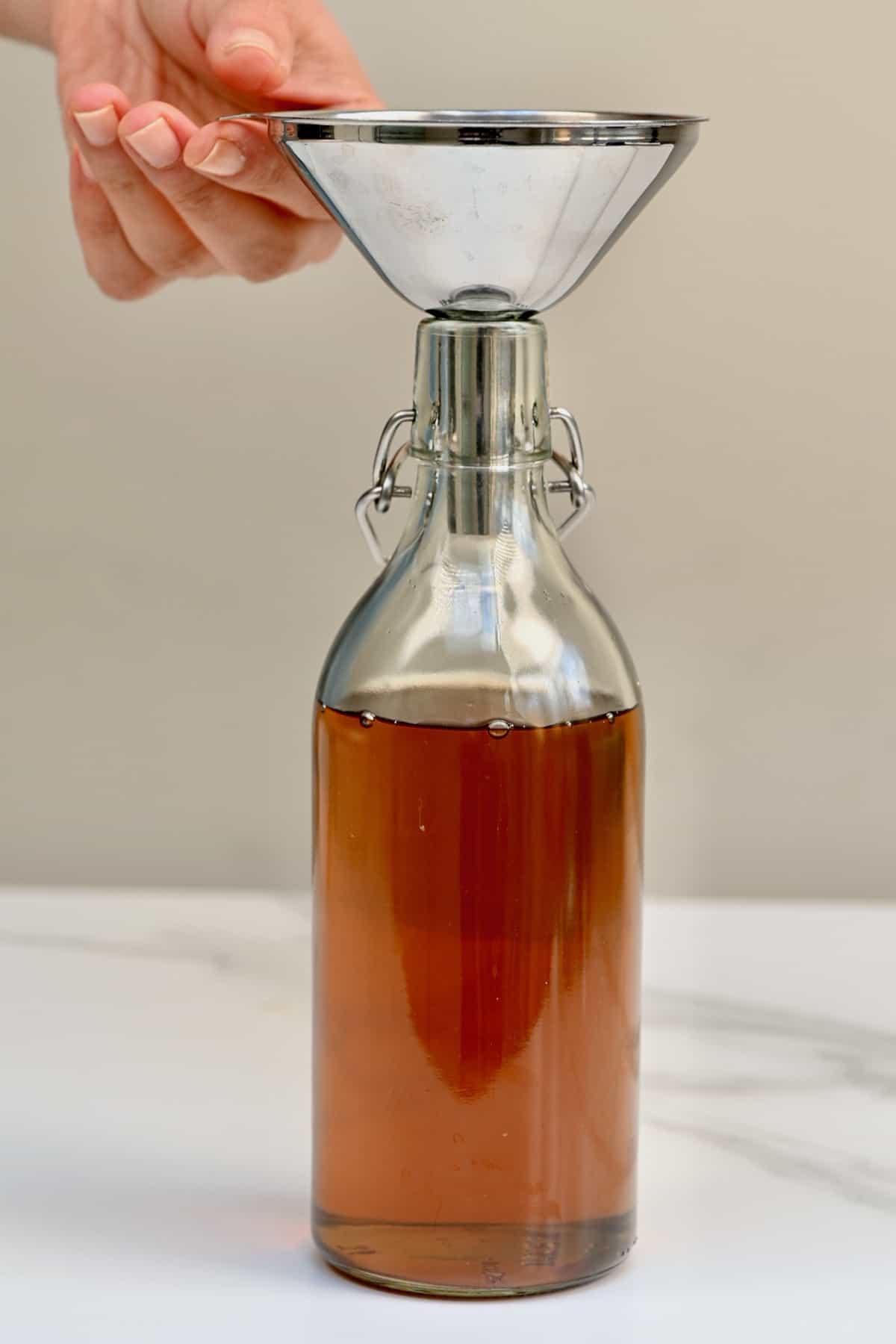 Sugar syrup in a bottle