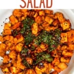 Sweet potatoes topped with salad dressing