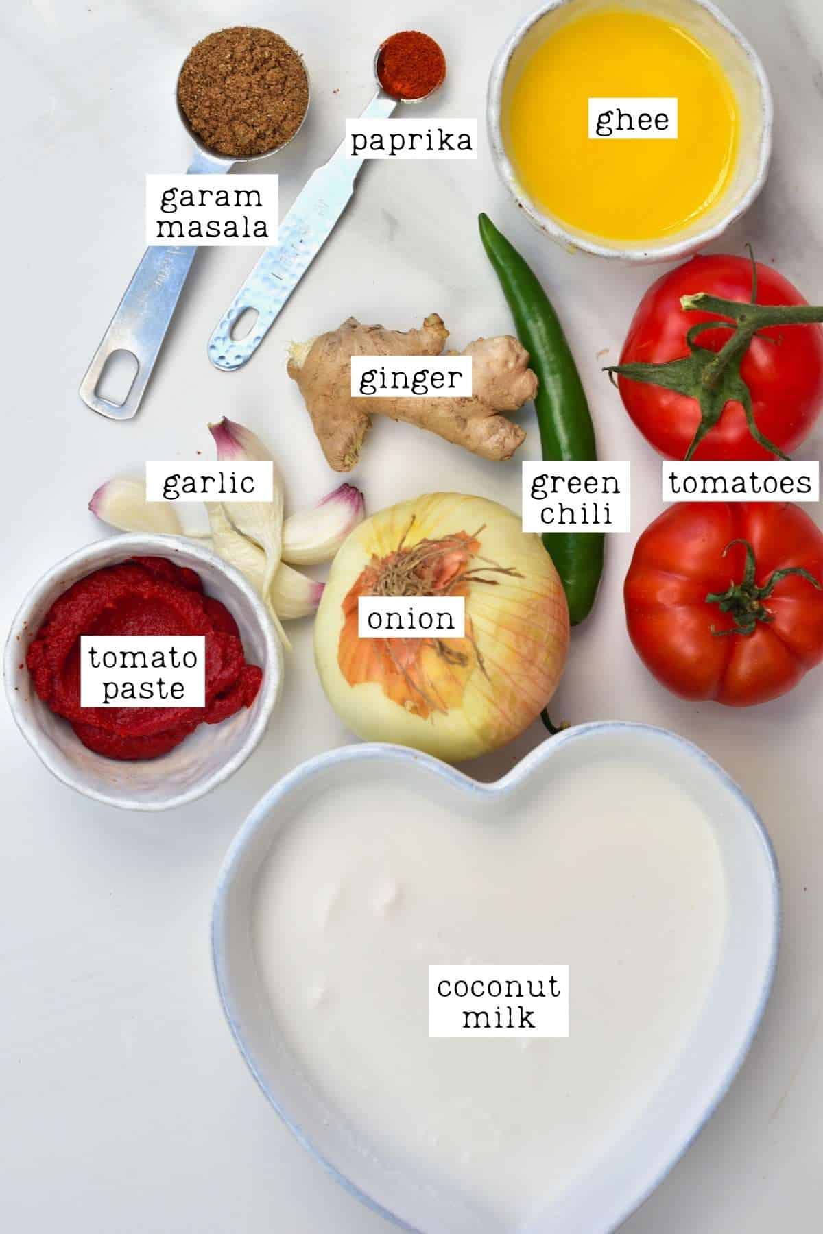 Ingredients for tofu butter chicken sauce