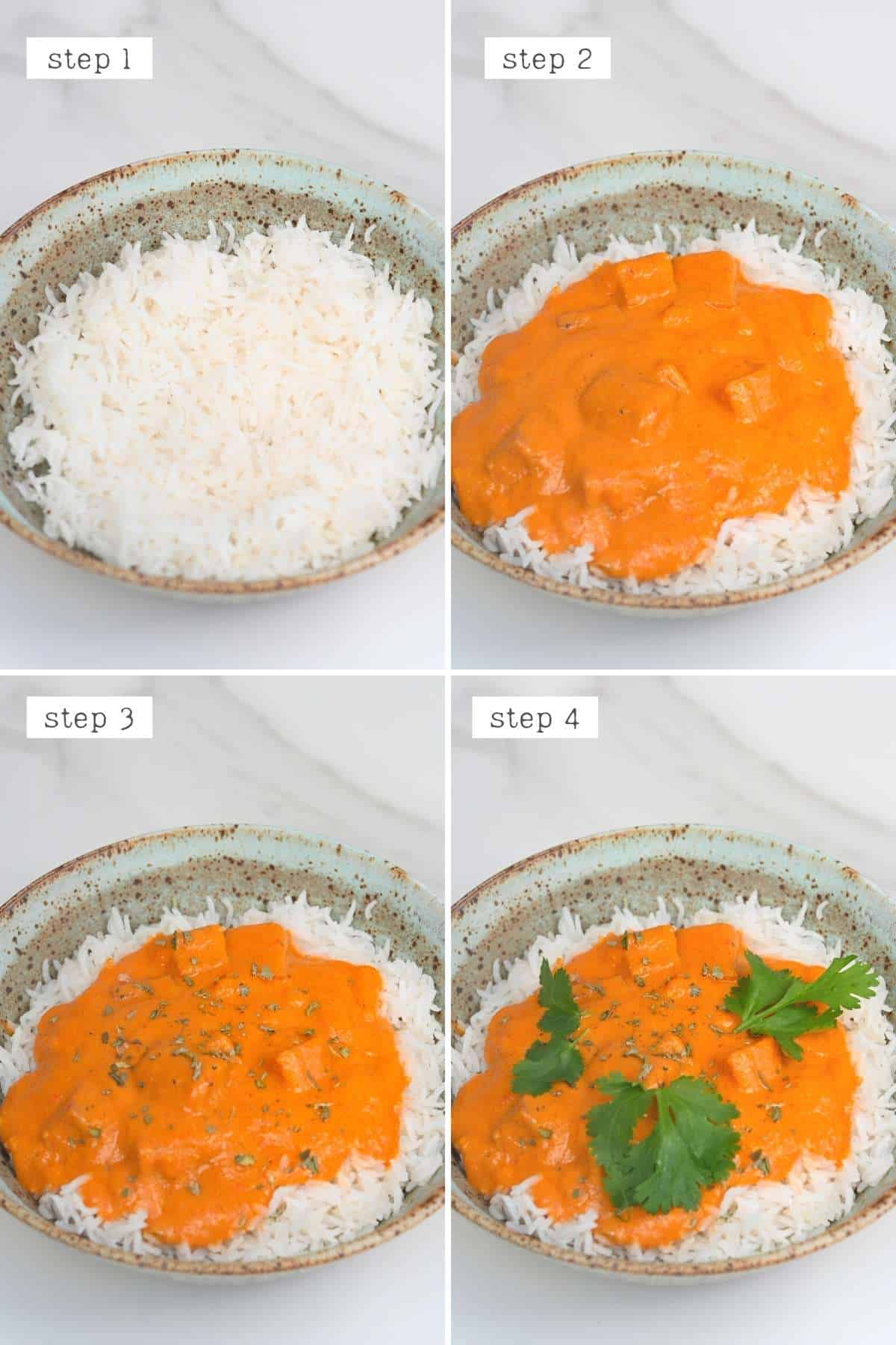Steps for serving tofu butter chicken