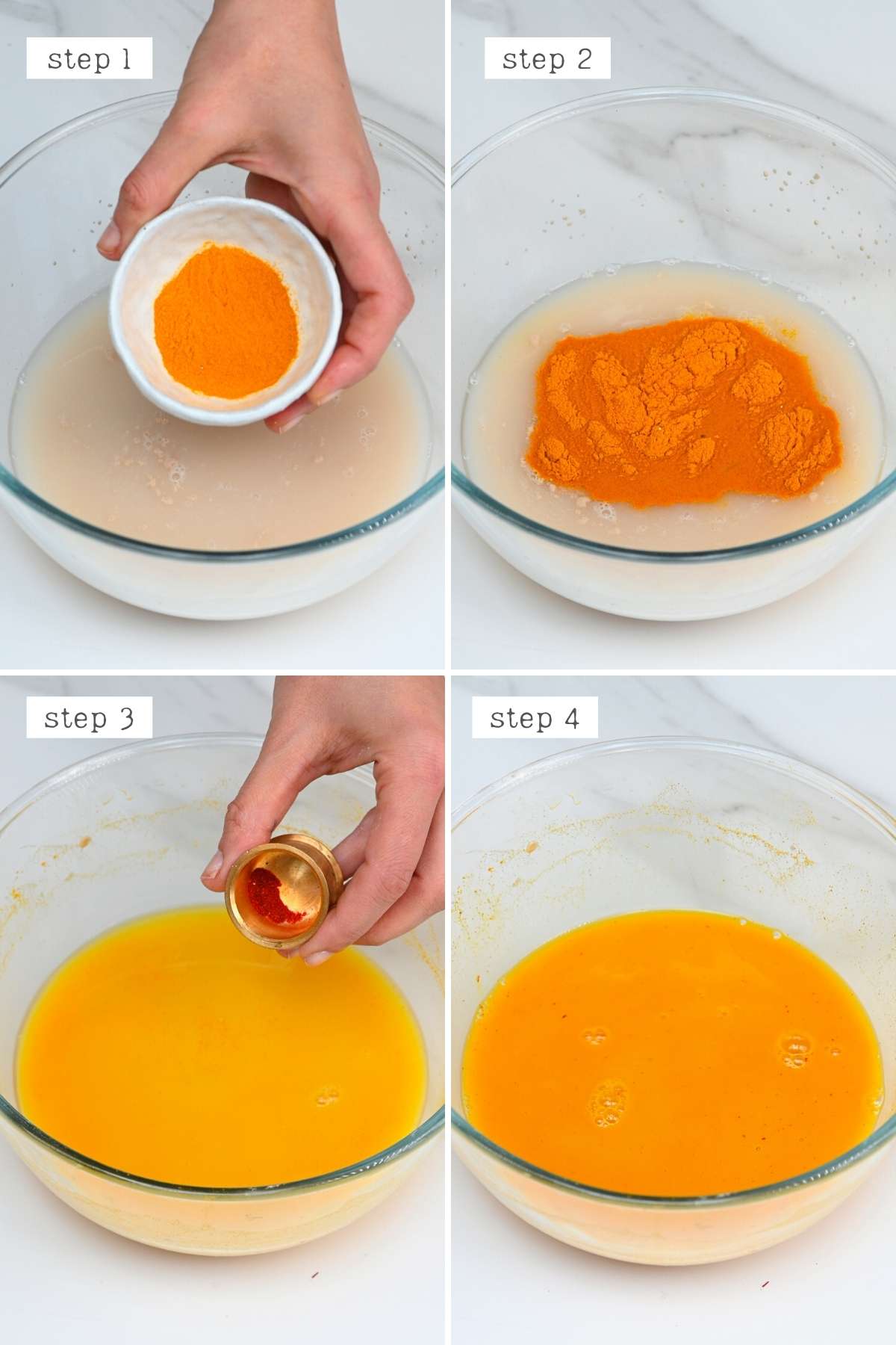 Steps for adding turmeric to yeast mix