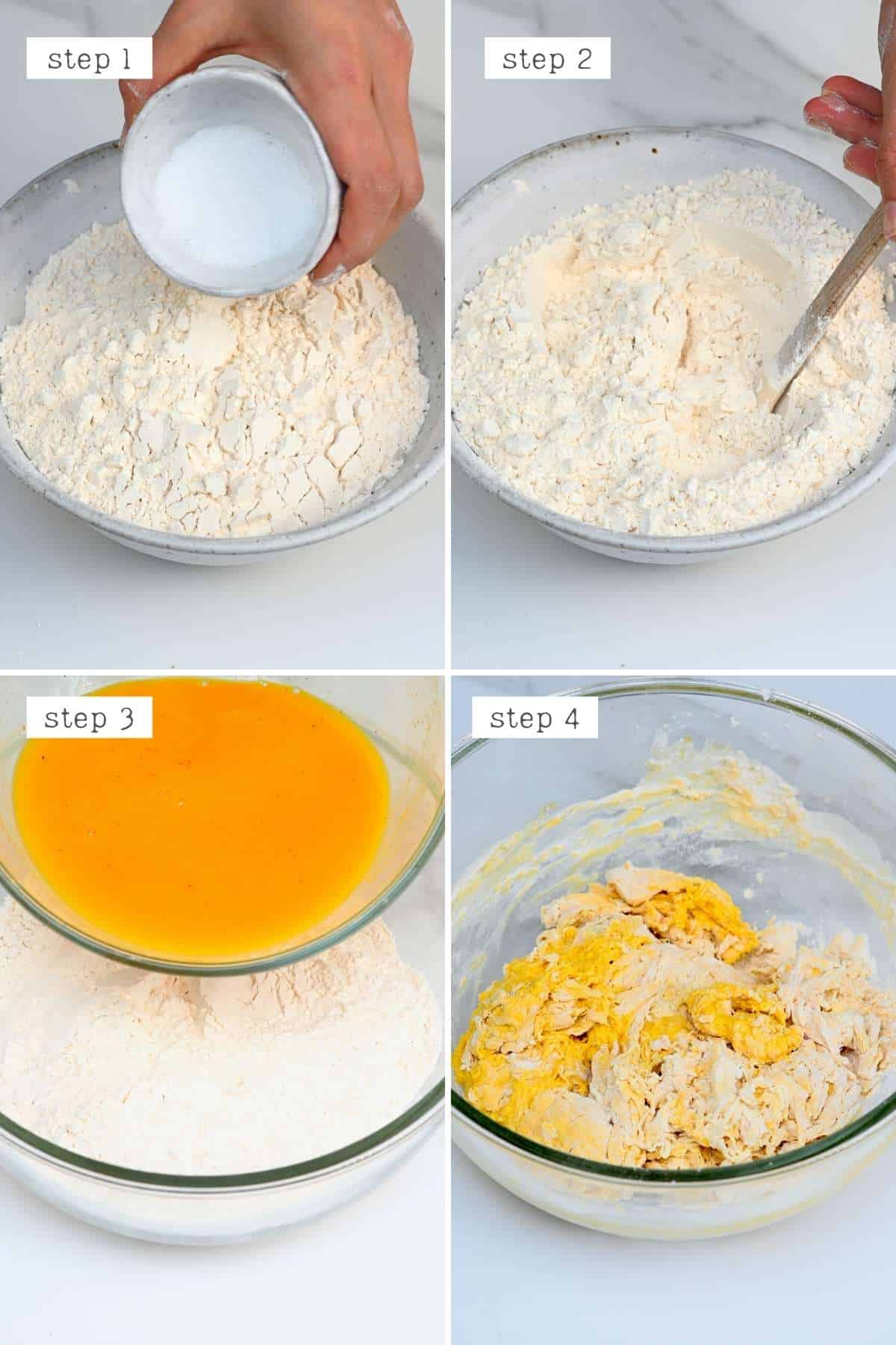 Steps for making turmeric focaccia dough