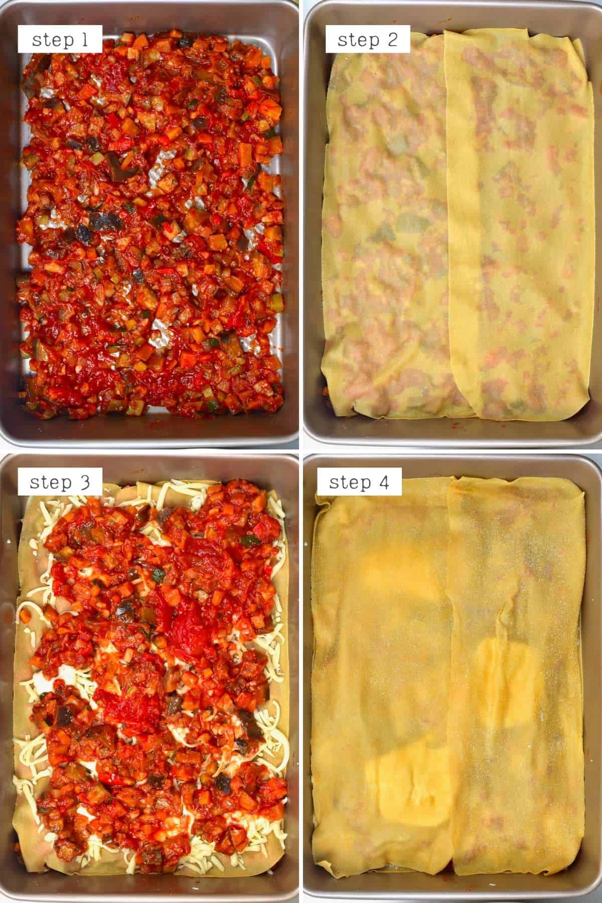 Steps for layering lasagna