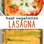 A slice of homemade veggie lasagna