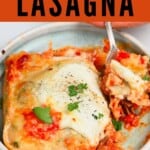 A piece of freshly baked vegetarian lasagna