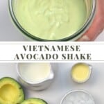 Ingredients and steps for making avocado shake