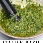 Freshly made basil pesto