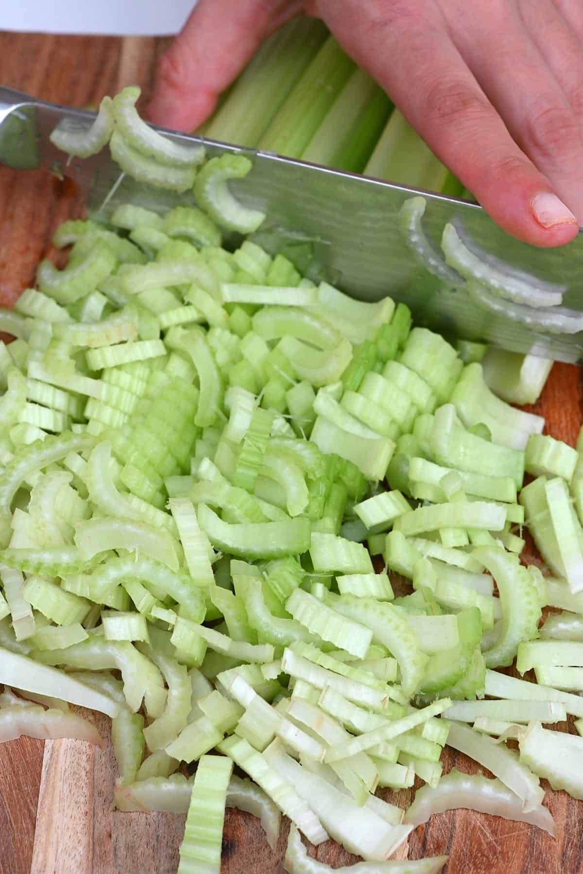 Chopping celery