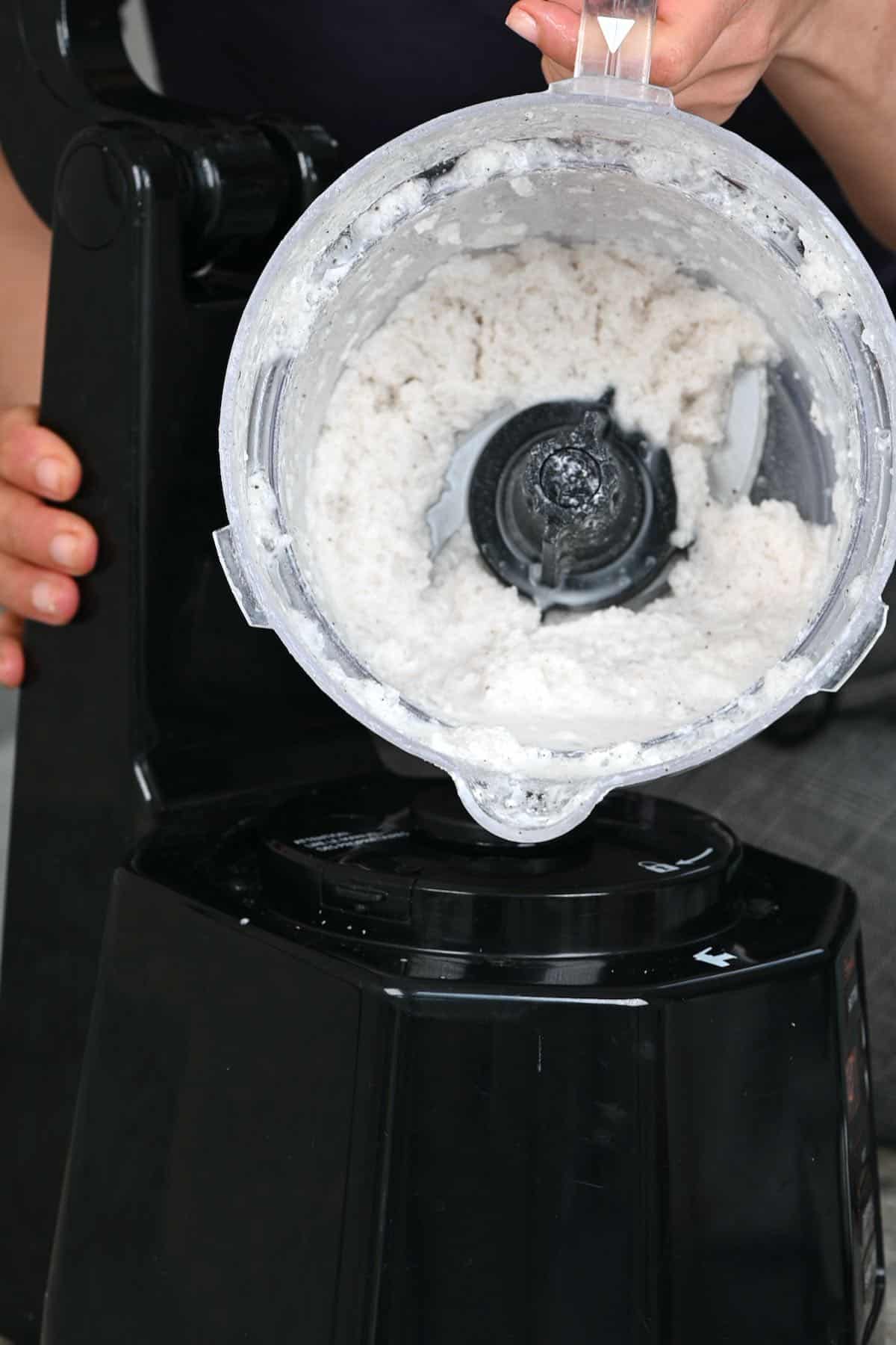 Coconut frappe in a blender