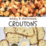 Steps to make garlic vegan croutons